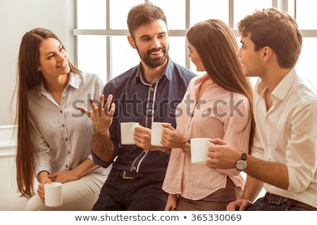 Zdjęcia stock: Businesswoman In The Office Break Time With Cup Of Coffee