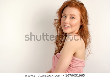 Stock fotó: Beautiful Girl In White Towel With Red Heart