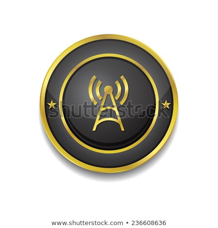 Foto d'archivio: Radio Signal Gold Sqaure Vector Icon Design