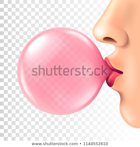 Foto stock: Woman Blowing Bubble With Gum