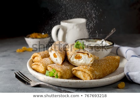 ストックフォト: Sweet Pancakes Stuffed Cottage Cheese