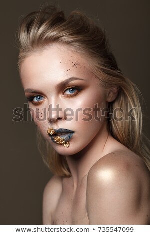 ストックフォト: Beauty Blond Woman With Gold Creative Make Up