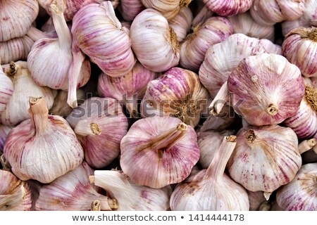 Foto stock: Garlic Bulb Cloves At Vegetable Stall Closeup