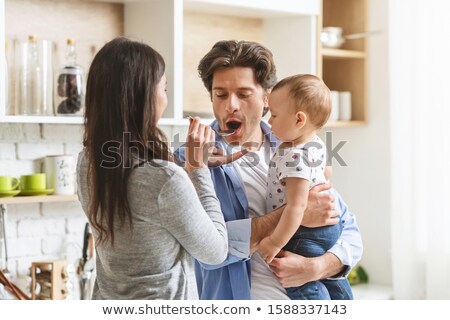 Foto stock: Dad And Baby Cooking