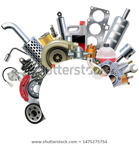 Foto stock: Vector Red Frame With Car Parts