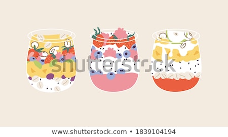 Stockfoto: Granola With Yogurt And Dried Raspberries