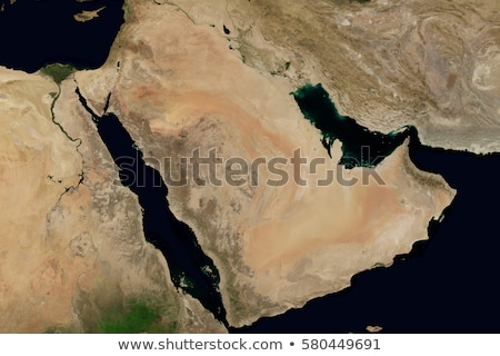 Stockfoto: City Lights On World Map Arabian Peninsula