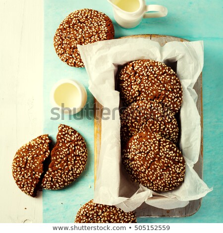 Foto stock: Chocolate Oat Cookies With Sesame On Top