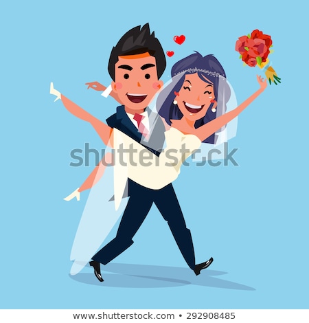 Foto stock: Vector Illustration Of A Groom And His Bride