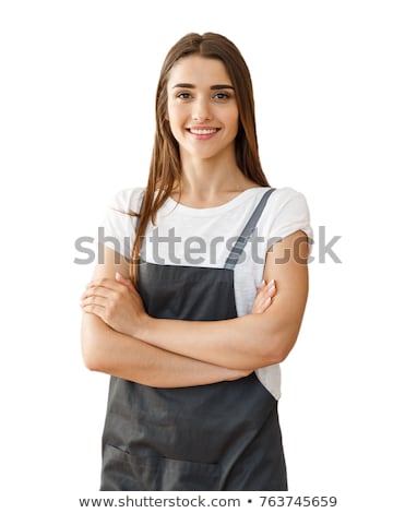 Stok fotoğraf: Young Waitress On White Background