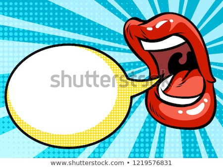 Zdjęcia stock: Cartoon Female Mouth With Speech Bubble