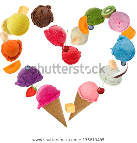 Foto stock: Ice Cream Heart Over White Background