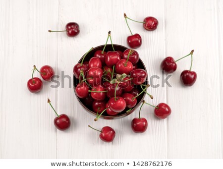 Сток-фото: Cherry In Wooden Bowl