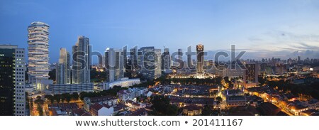 Stock foto: Kampong Glam In Singapore Aerial View At Blue Hour Panorama