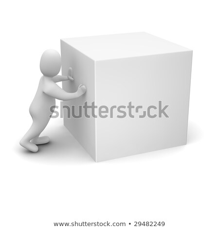 [[stock_photo]]: Omme · poussant · un · cube · vierge