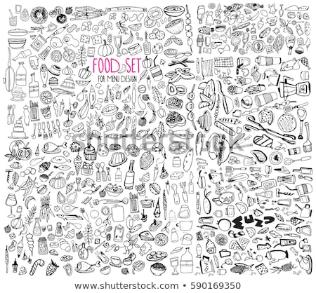 Foto stock: Vector Set Of Different Hand Drawn Food