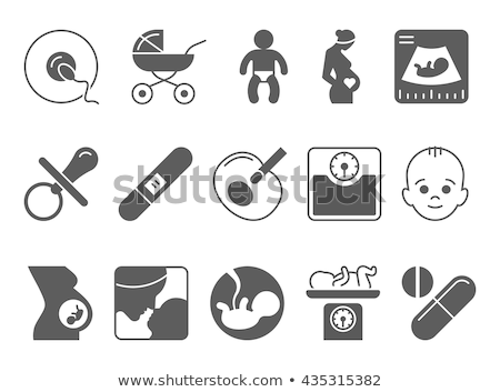 Stock fotó: Black Silhouette Icons For Obstetrics