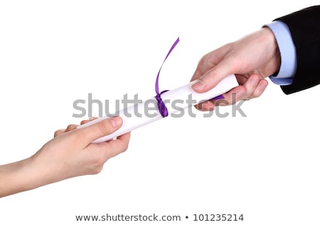 Foto stock: The Cylinder Female Hands On White Background