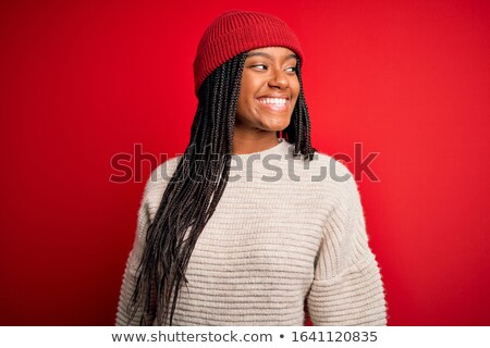 Stok fotoğraf: Young Happy Woman In Red Hat