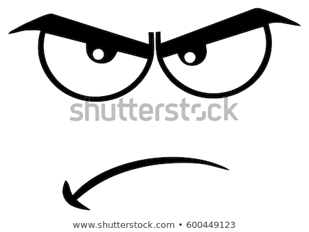 Foto stock: Black And White Grumpy Cartoon Funny Face With Sadness Expression