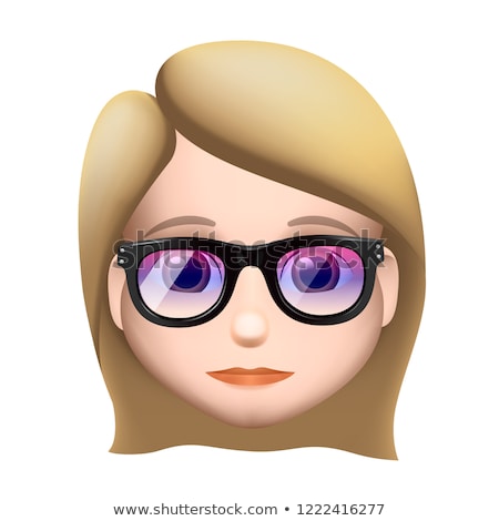 ストックフォト: Woman Emoji Icon Medium Light Skin Tone Blond Hair Glasses Vector Illustration