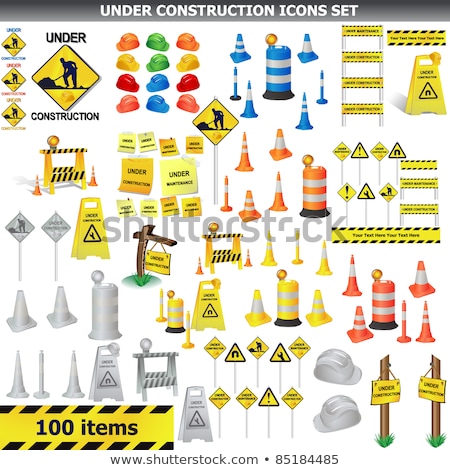 Stok fotoğraf: Stop Sign Traffic Cones And Safety Helmet 3d