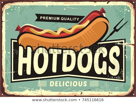 Stock fotó: Hot Dog Junk Food Poster Meal Vector Illustration