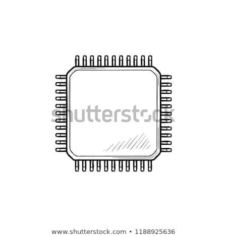 Stok fotoğraf: Computer Chip Hand Drawn Outline Doodle Icon