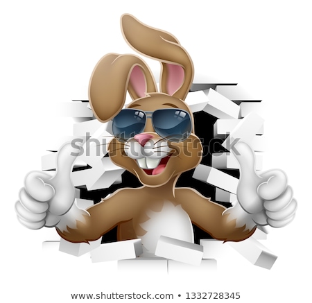 Stock photo: Easter Bunny Cool Rabbit Sunglasses Breaking Wall