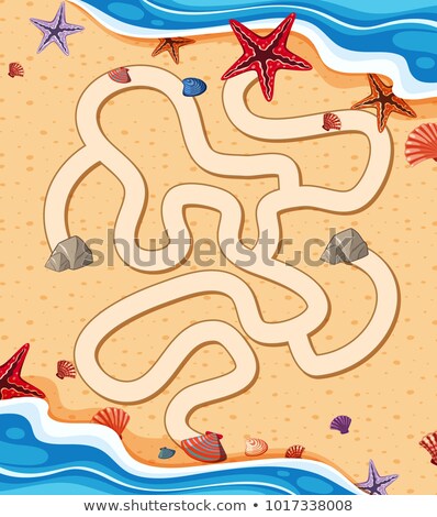 Stock fotó: Beach Fun Maze Game Template