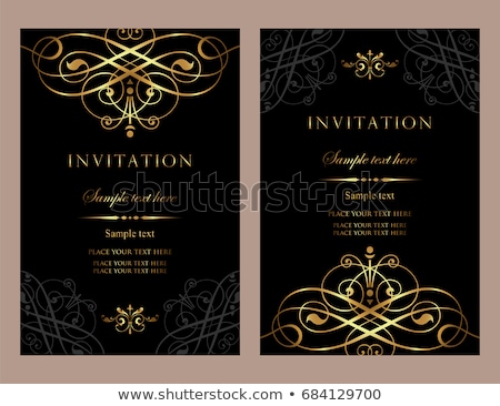 Stok fotoğraf: Exclusive Black And Gold Invitation Card - Vintage Style