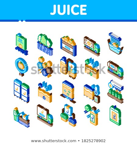 Juice Production Plant Isometric Icons Set Vector Foto stock © pikepicture
