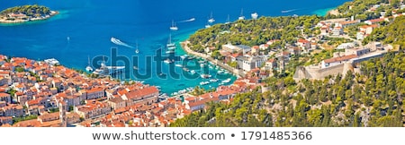 Hvar Bay And Yachting Harbor Aerial Panoramic View Foto stock © xbrchx