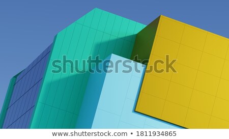 Сток-фото: 3d Abstract Fragmented Pattern In Blue Yellow Green