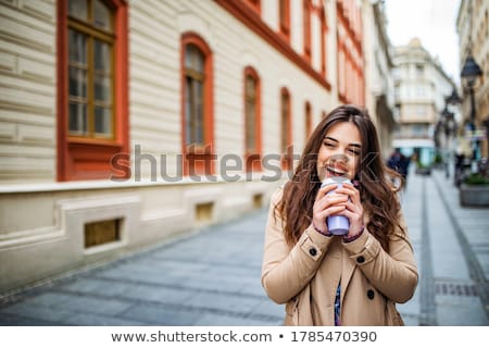 Stok fotoğraf: Gorgeous Brunette In The Coffee Shop