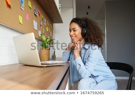 Zdjęcia stock: Young Happy Girl Wearing Headphones