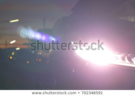 Stok fotoğraf: Front Car Lights At Night On Open Road