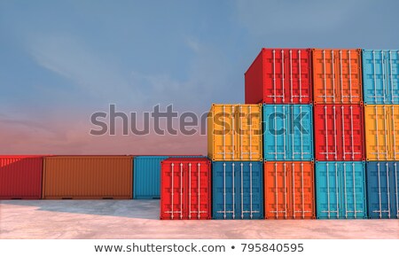 Foto stock: Crane And Red Container