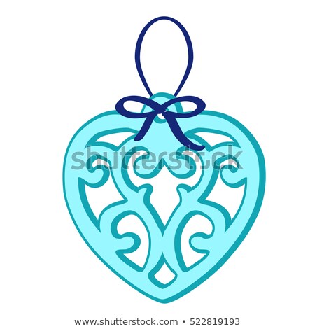 Zdjęcia stock: Christmas Toy In The Form Of A Blue Heart With Frosty Patterns Isolated On White Background Vector