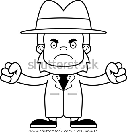 Foto stock: Cartoon Angry Detective Sasquatch