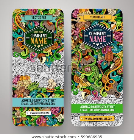 Foto stock: India Hand Drawn Doodle Banners Set Cartoon Detailed Flyers