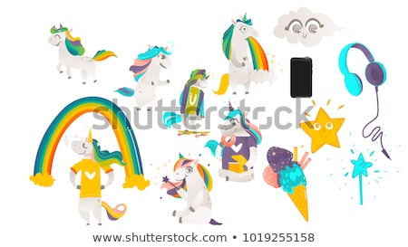 Stock foto: Unicorn Magic Creature Decorative Clouds Vector