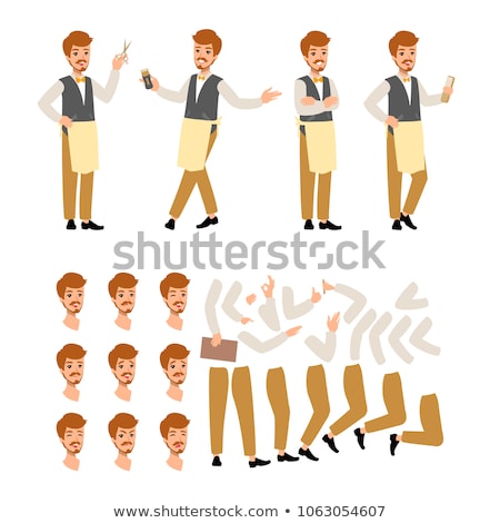 Stock fotó: Set Of Vector Flat Style Character Barber Guy In Different Static Poses Isolated On White Backgroun