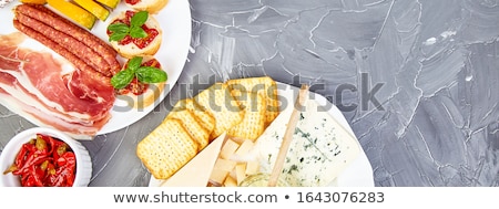 Stock photo: Banner Of Italian Antipasti Wine Snacks Set Antipasto Catering Platter