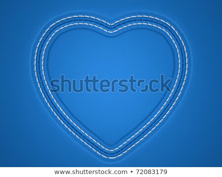 Blue Stitched Heart Shape On Leather Background Stock foto © Arsgera