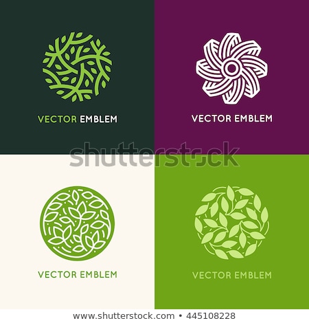 Foto stock: Green Nature Emblems And Sign Set
