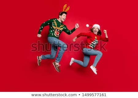 Zdjęcia stock: Isolated Young Christmas Couple