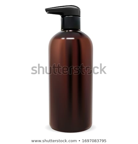 Stockfoto: Amber Liquid In Pump Bottle Isolated On White Background