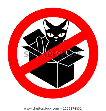 Сток-фото: Stop Cat In Box Forbidden Home Pet In Box Ban Sign