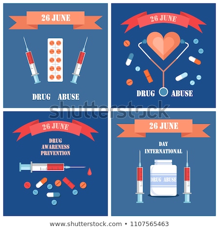 Сток-фото: June 26 Drug Abuse Day Set Vector Illustration